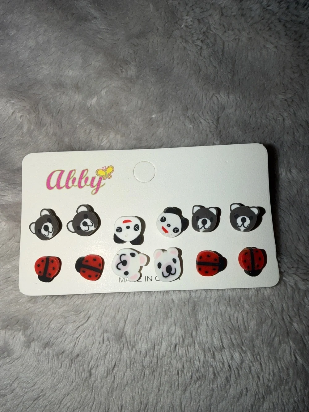 Kids Multicolor Animal & Ladybug Earrings Set